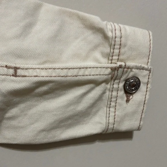 American Eagle Boyfriend Denim Jacket Women's Size M Bone Cream - Picture 4 of 9